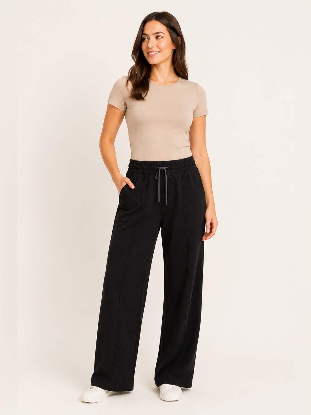Varley The Wide Leg Pant 30 Womens XS Black DoubleSoft Drawstring Lounge